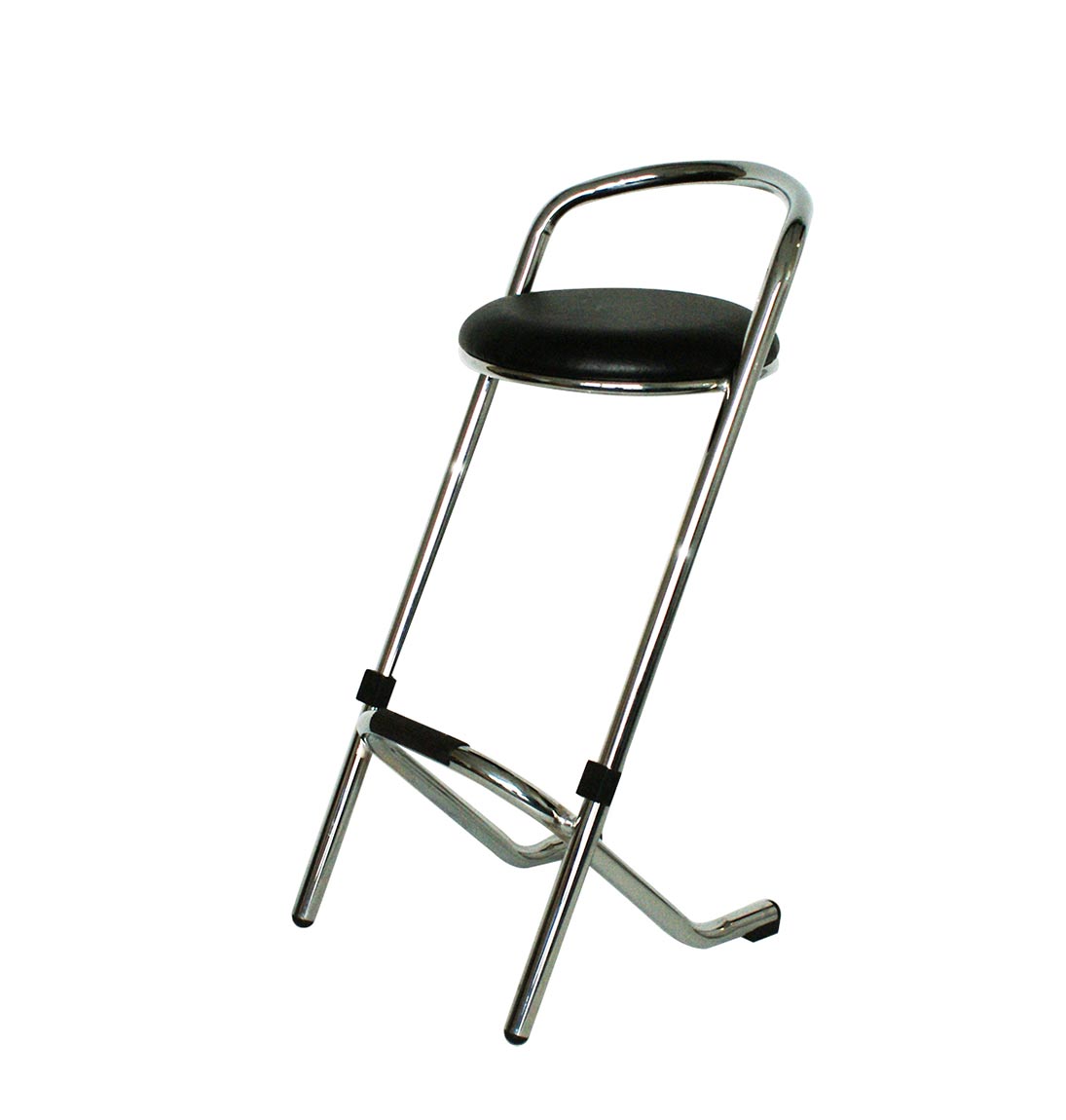 Luxe stapelbare barkruk – chroom frame met zwarte zitting