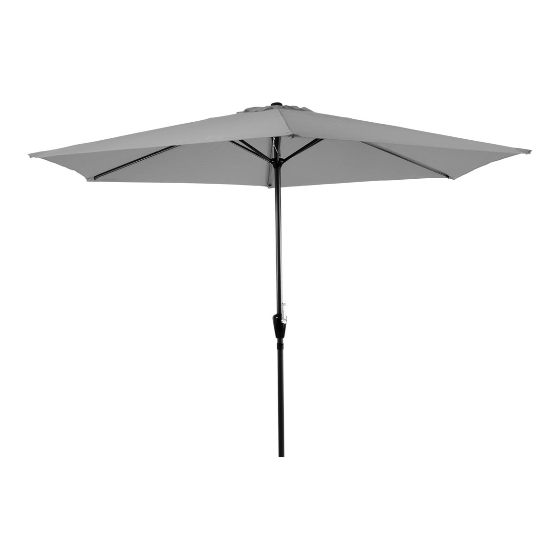 Parasol 3 meter met molen en 6 baleinen lichtgrijs