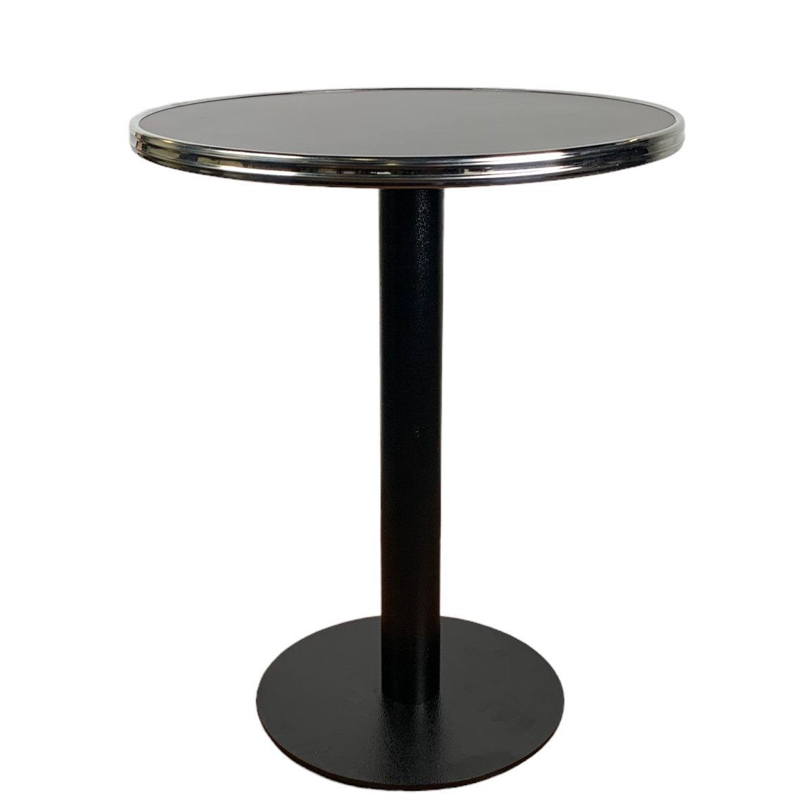 Bistrotafel black Siyah 60 rond tafelblad met chromen rand indoor