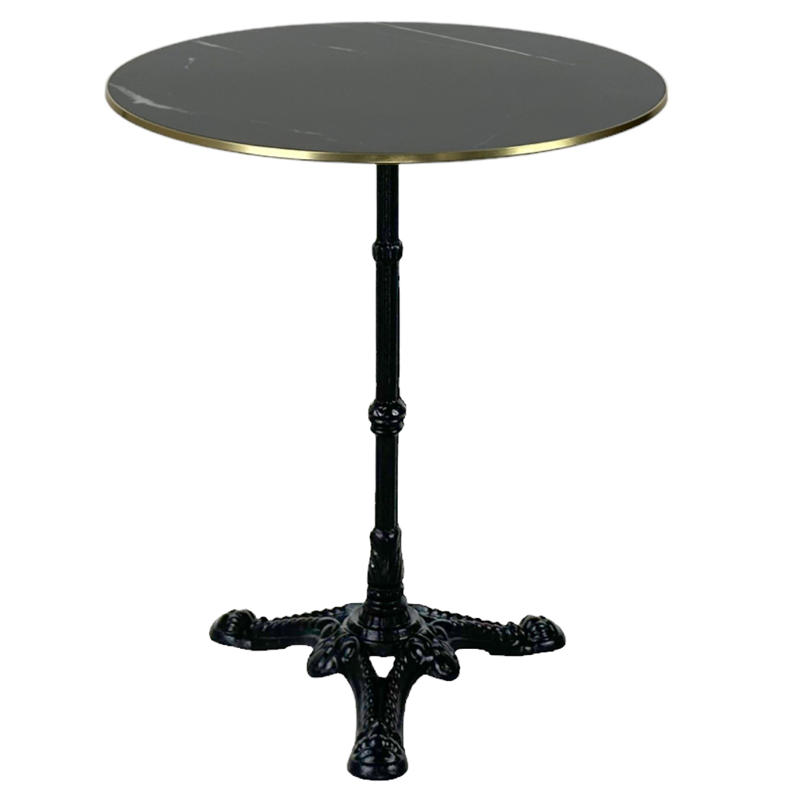 Bistrotafel sintered stone met messing rand rond 60 cm