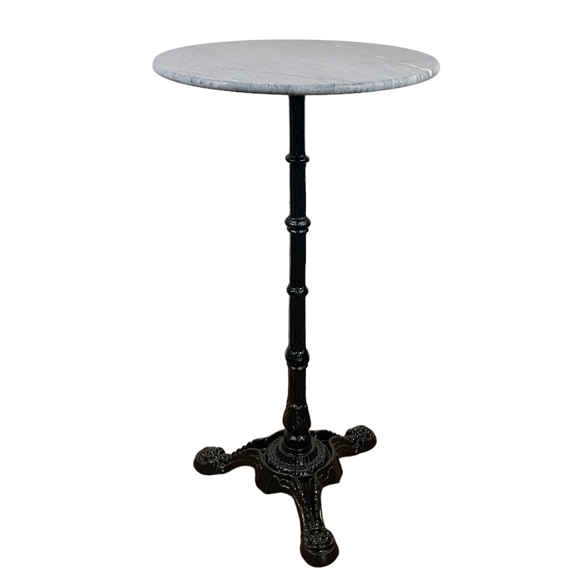 Statafel met 60 cm rond grijs marmer tafelblad