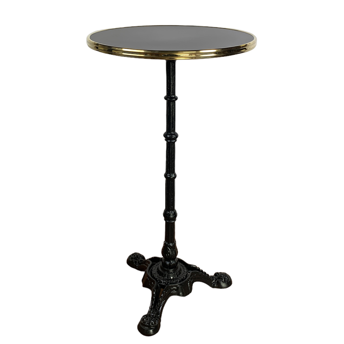 Bistro statafel black siyah 60 rond tafelblad met messing rand