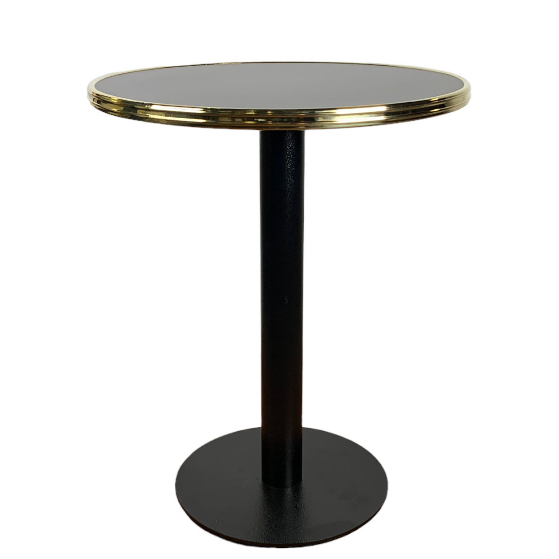 Bistrotafel black Siyah 60 rond tafelblad met messing rand indoor