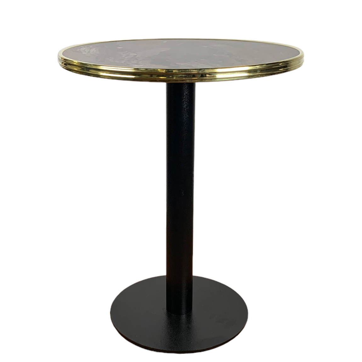 Bistrotafel Marrakesh 60 rond tafelblad met messing rand indoor