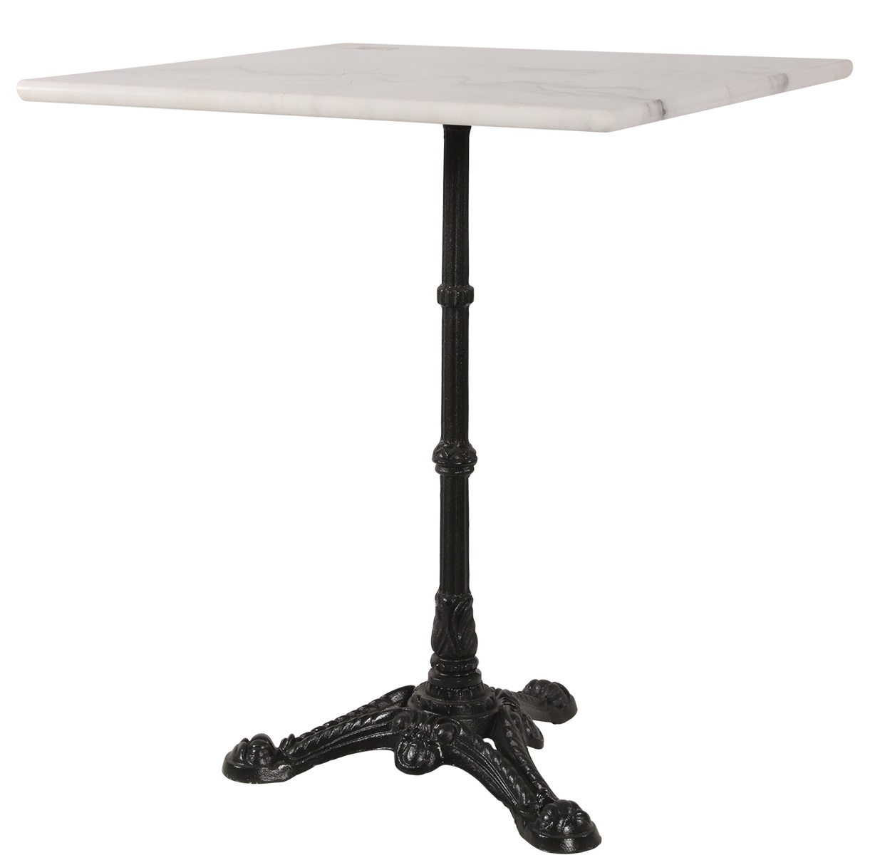 Bistrotafel marmer vierkant 60 x 60 cm gietijzer onderstel