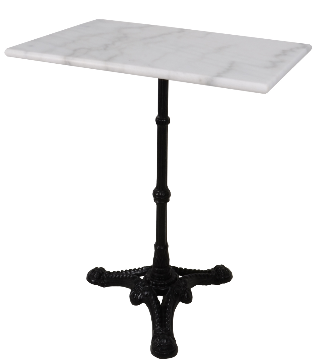Bistrotafel marmer rechthoek 60 x 40 cm gietijzer onderstel