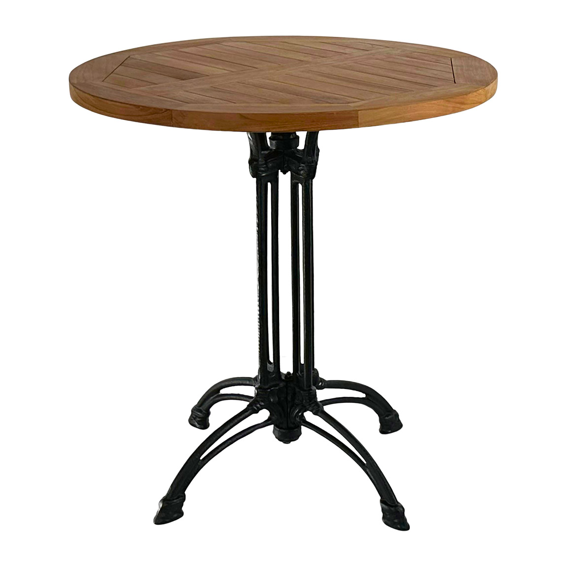 Terrastafel teakhout gietijzer 4 poot rond 70 cm