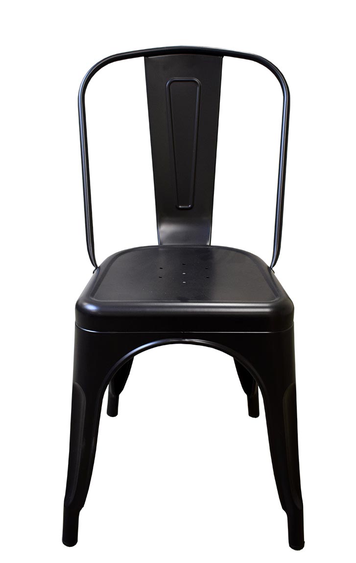 Industriële metalen stapelstoel kleur zwart