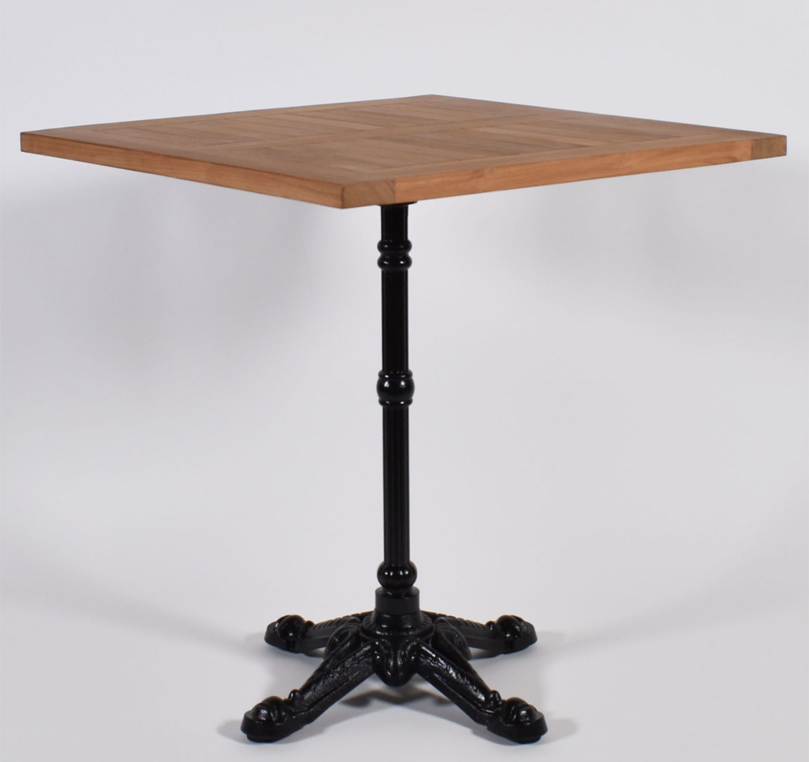 Terrastafel teakhout vierkant 70 x 70 cm gietijzer onderstel