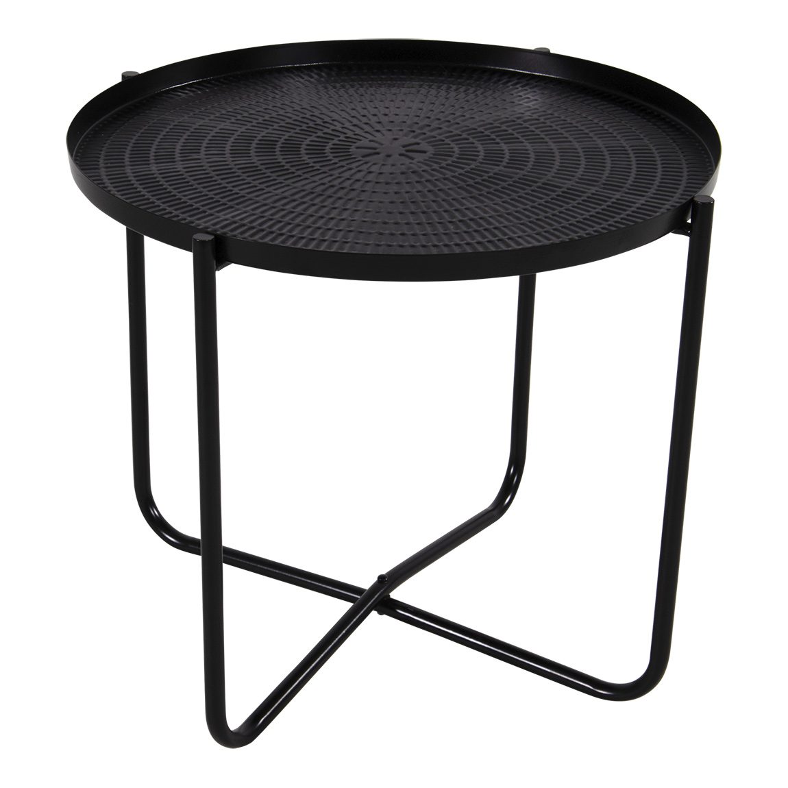 Bijzettafel zwart tafelblad zwart onderstel 35 cm hoog