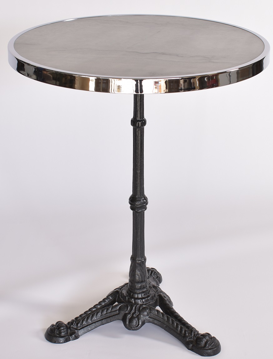 Bistrotafel marmer met verchroomde rand