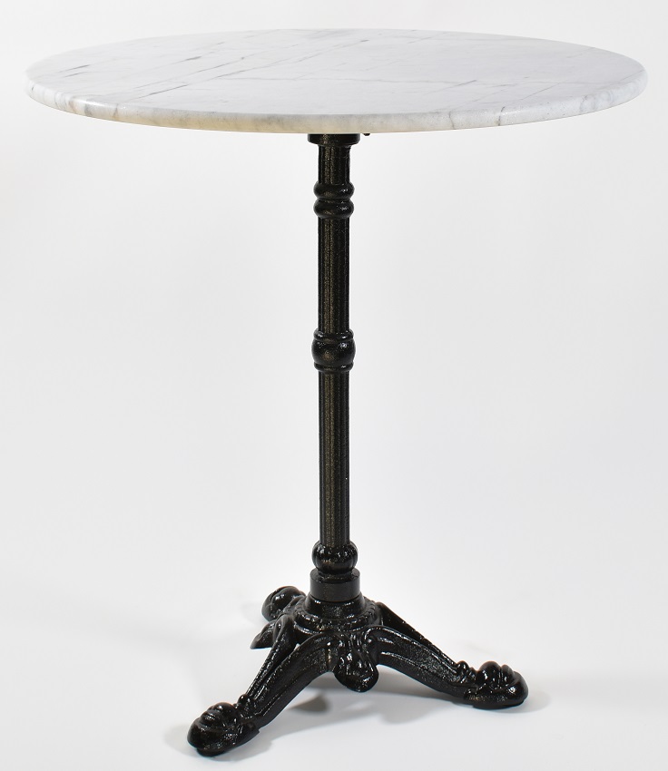 Marmeren tafel met gietijzeren onderstel Ø 70 x 75 cm