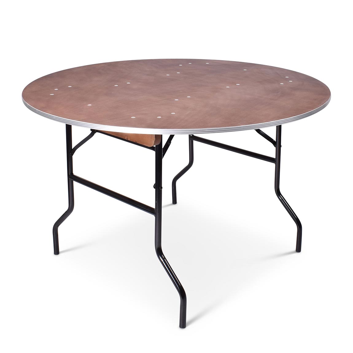 bankettafel hout met aluminium stootrand rond 122 cm