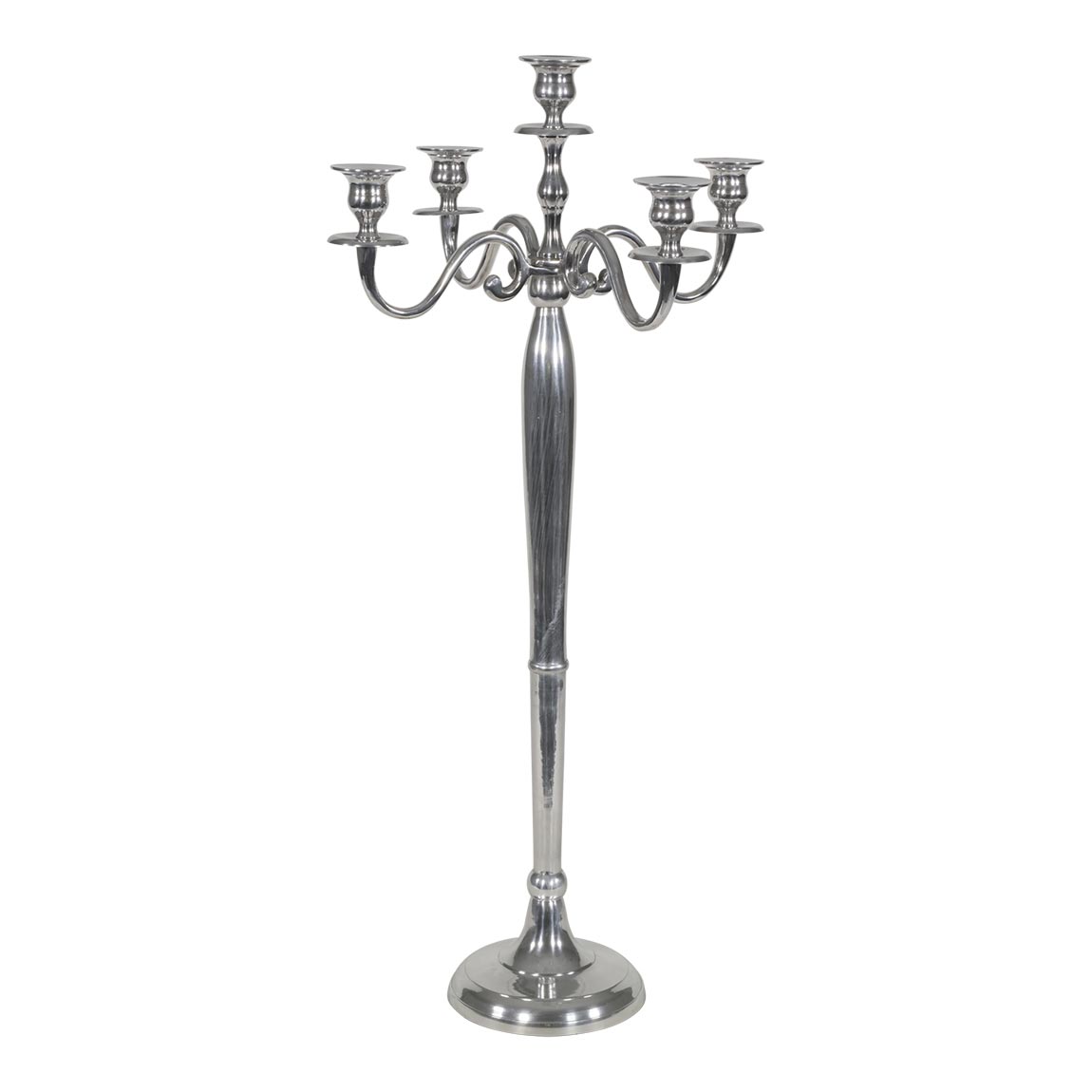 Aluminium grote kandelaar 144 cm hoog en gepolijst