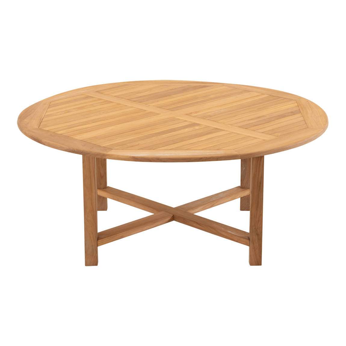 Teakhouten tuintafel rond 180 cm x 75 cm hoog
