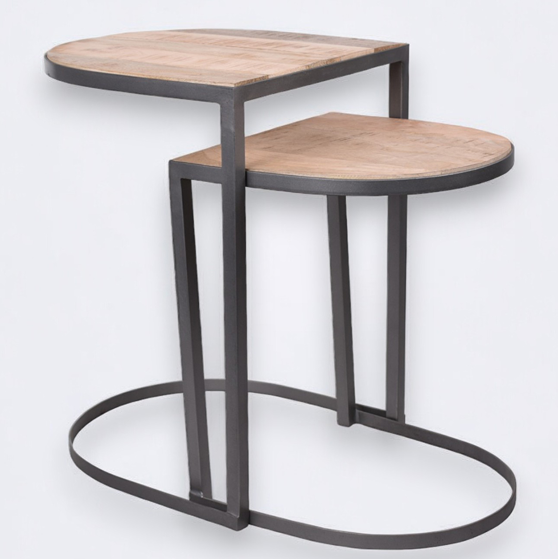 Banktafel set metaal met mangohouten tafelblad