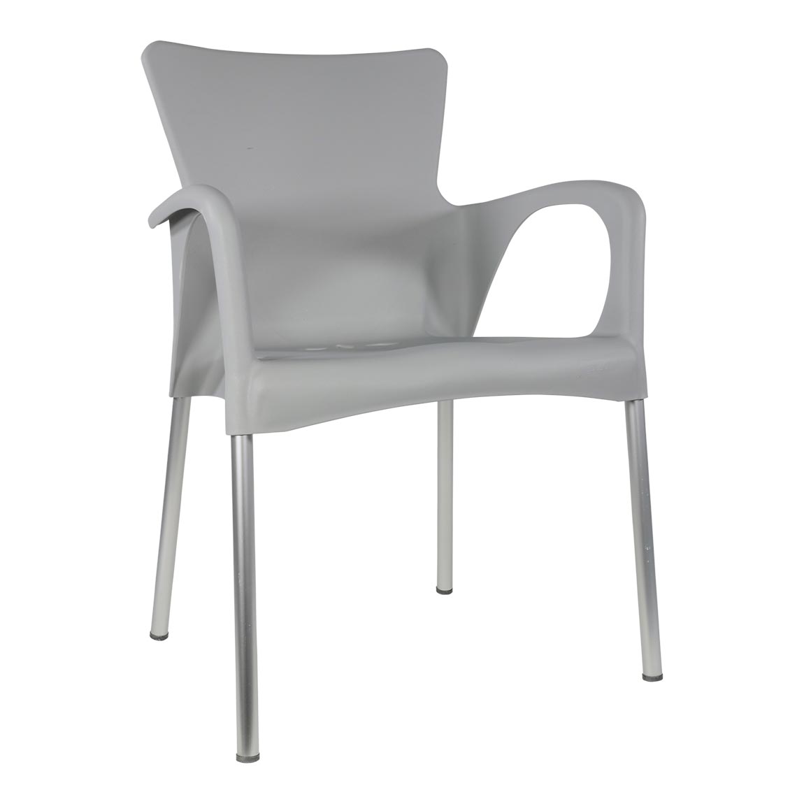 Kunststof stoel met armleuning grijs