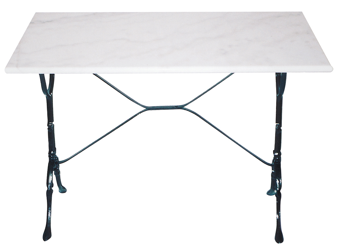 Bistrotafel marmer rechthoek 100 x 60 cm gietijzer onderstel