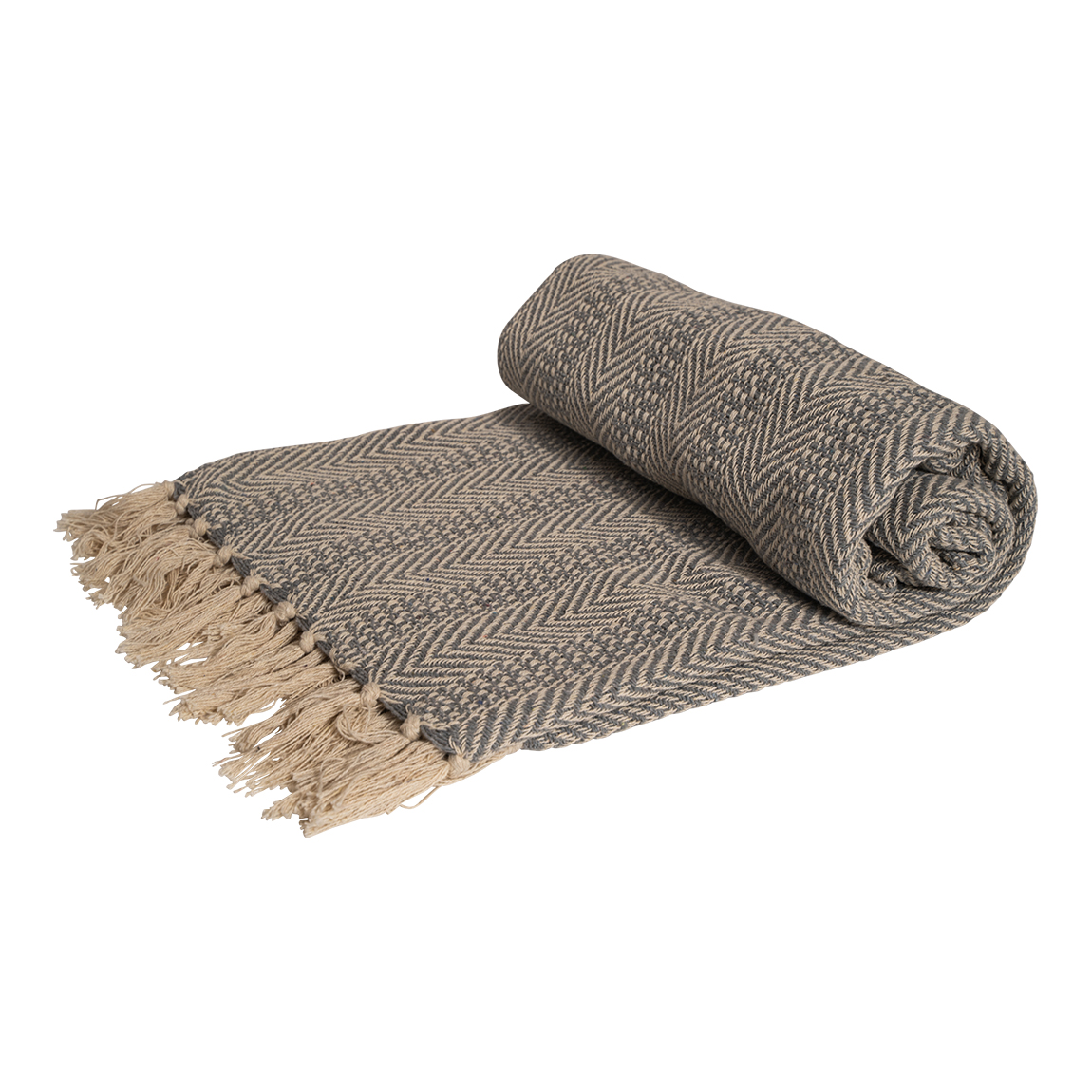 Plaid grijs/beige 125 x 150 cm