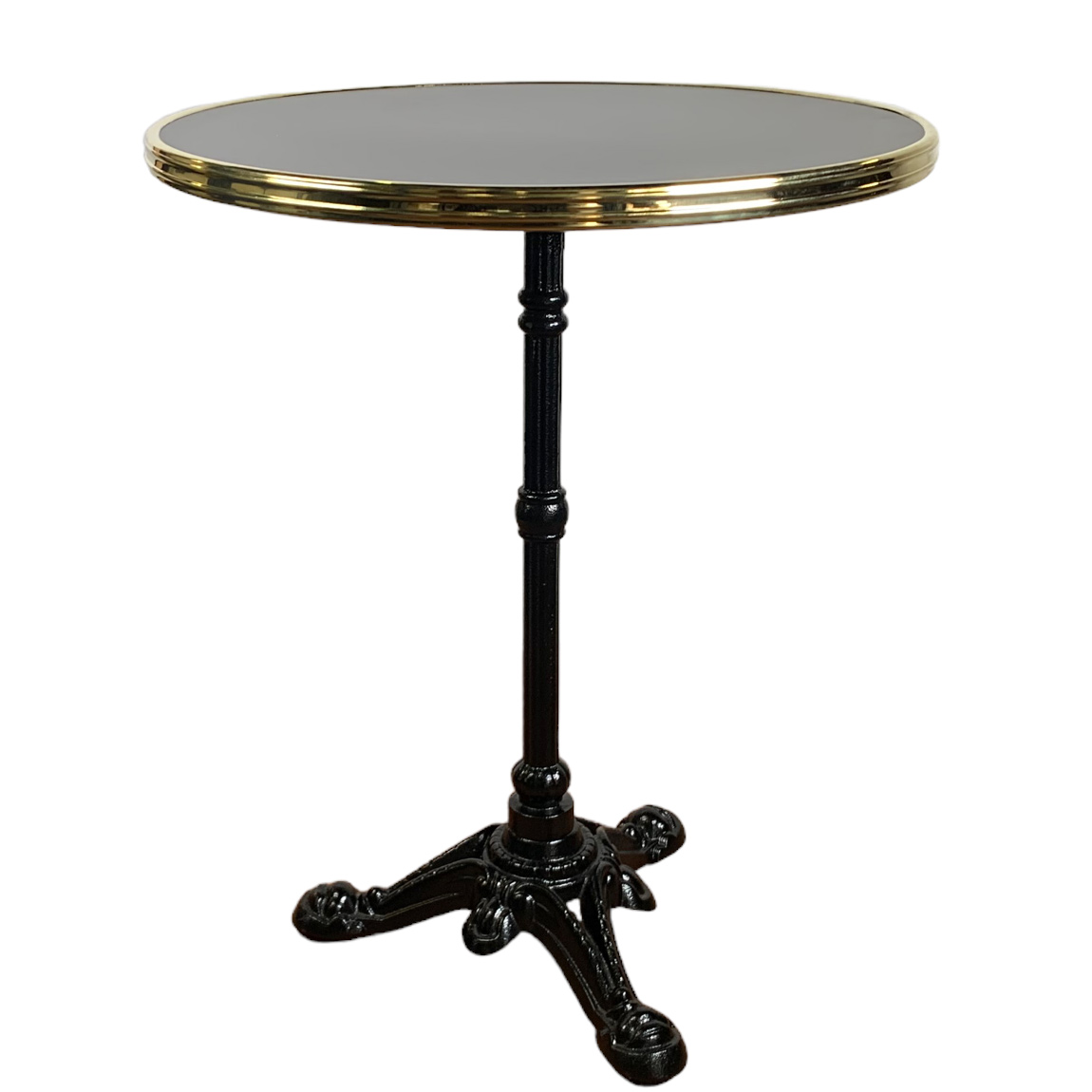 Bistro terrastafel black Siyah 60 rond tafelblad met messing rand