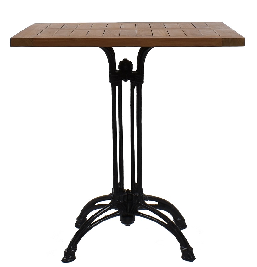 Terrastafel teakhout gietijzer 4 poot vierkant 70 x 70 cm