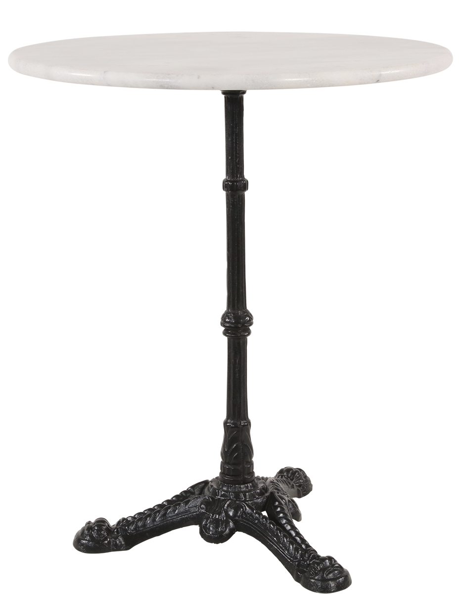 Marmeren tafel met gietijzeren onderstel Ø 50 x 72 cm
