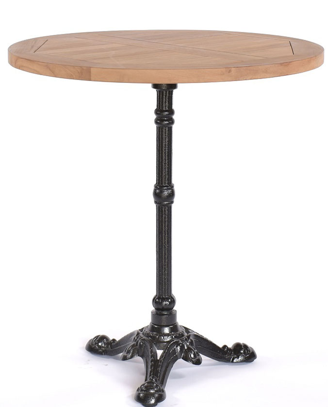 Terrastafel teakhout t3 rond 70 cm gietijzer onderstel